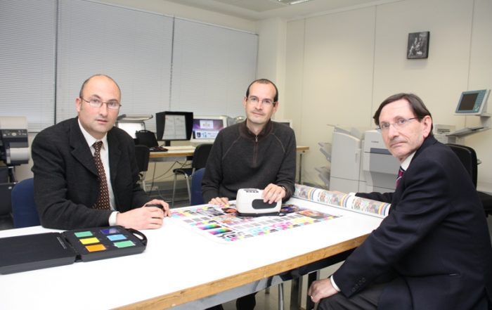 De izq. a dcha.: Ignacio Villalba, Luis F. Rivera y Aurelio Mendiguchía